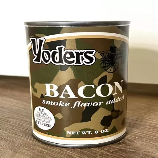 Yoders Bacon 9 oz can Ready to Eat Long Term Storage Survival Food Camping