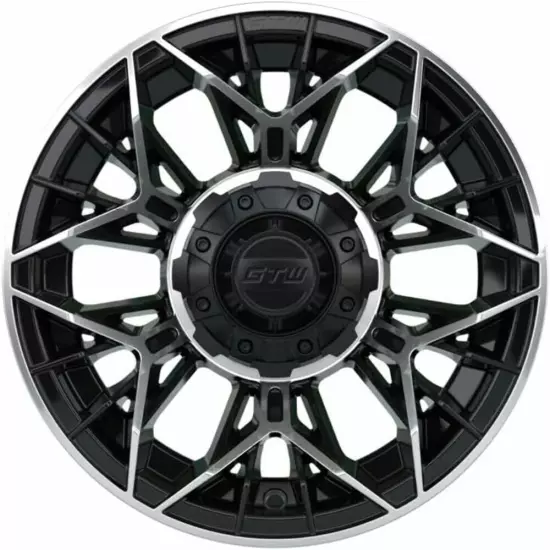 Set of 4 GTW 12" Stellar Matte Black/Machined Wheels on 20.5" Fusion Street Tire