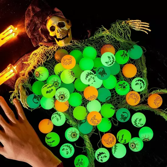 JOYIN 72 PCS Halloween Bouncy Balls, Glow in The Dark Bouncing Balls... 