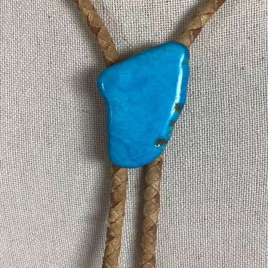 Vintage Turquoise And Leather Bolo Tie