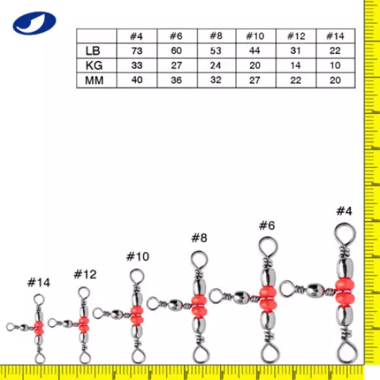 OCEAN CAT 20-100 Pcs Red Brass Three Way Swivel Connector 3 Way T-Turn Tackle