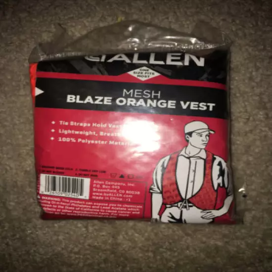 4x Allen Mesh Blaze Orange Hunters Safety Vest One Size Fits Most 15758 ~ NIP