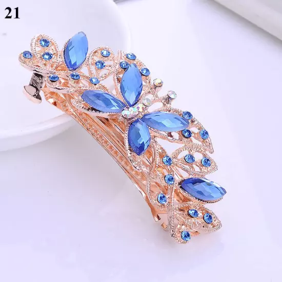 Women's Crystal Rhinestone Flower Hair Barrette Clips Grips Hairpin Jewelry