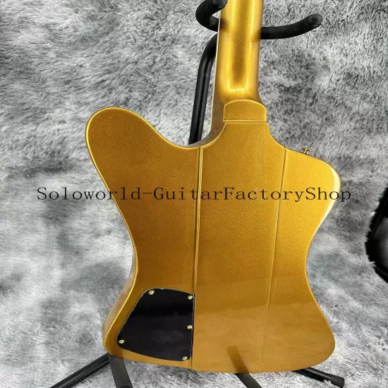 Solid Body Custom Firebird Gold Electric Guitar Gold Hardware Black Pickguard