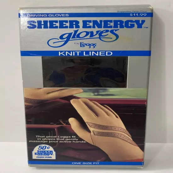 NOS Vintage 1988 Sheer Energy by Leggs Women's Driving Gloves Black One Size Fit