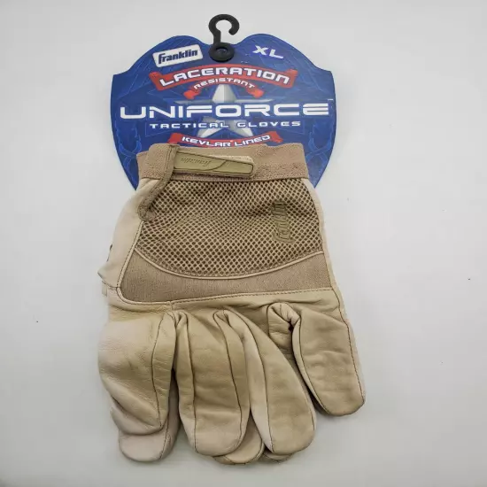 Franklin Uniforce Tactical Glove Kevlar Lined Desert Sand New XL Extra Large