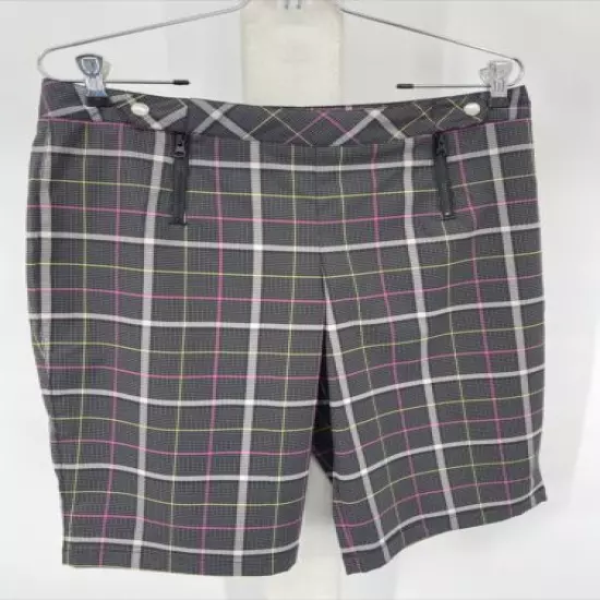 NVO Golf Ladies Shorts Size 8 Grey White Plaid