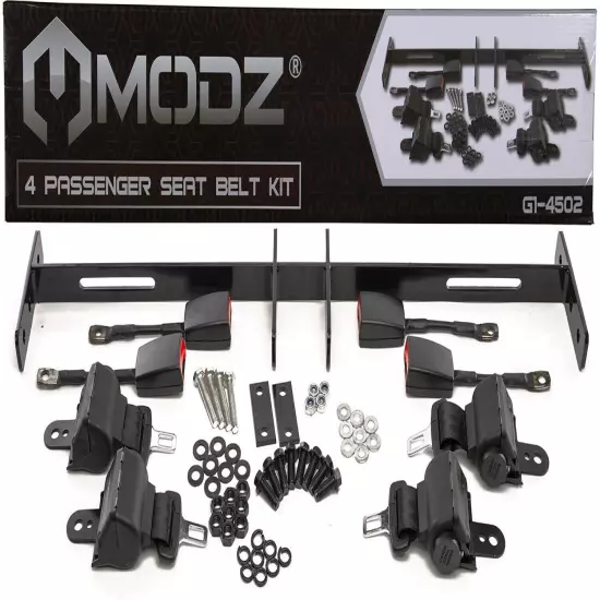 MODZ Golf Cart Retractable Seat Belt Strap Kit For 4 Seat Cart - Universal