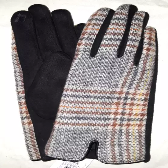 Mediterranean Concepts NWT brown plaid stretch gloves womens size M