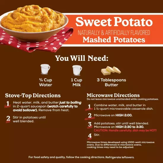 Betty Crocker Sweet Potato Mashed Potatoes 4.5 oz, Pack of 8.