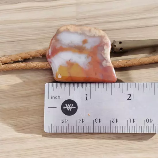 Vintage Natural Polished Orange Agate Bolo Tie Western - Mint Cord