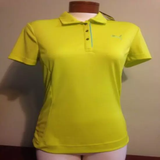 NWT Puma Women's Small Golf SS Tech Polo Sulpher Spring NEW Dry Cell