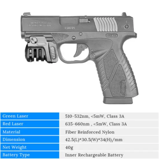 Green Rechargeable Laser Sight for Taurus Millennium G2, G2C, G2S, G3, G3C