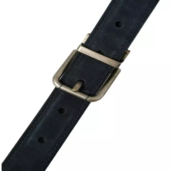 Dolce & Gabbana Suede Leather Gold Buckle Belt - Belts - Blue -Size 95