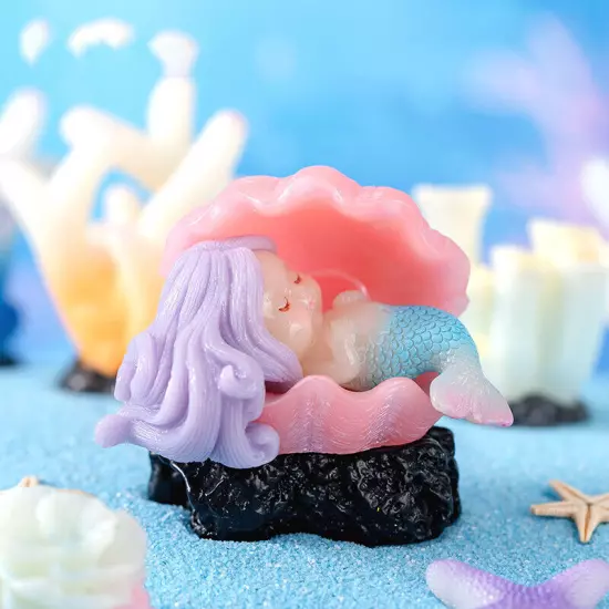 Cute Micro Colorful Artificial Coral Mermaid Resin Ornament Fish Tank Decorat Sn