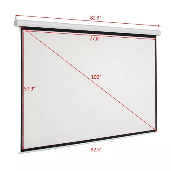 Matte White 100" Diagonal HD 4:3 Projector Screen Pull Down Steel&PVC&Fabric