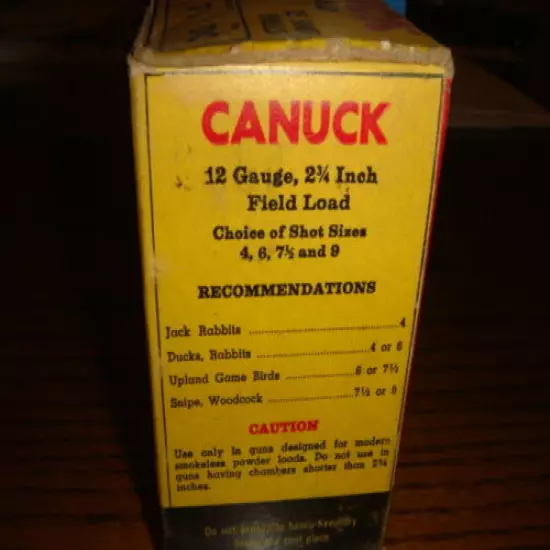 Vintage CANUCK Empty Shotgun Shell Box 12 Gauge -- EMPTY