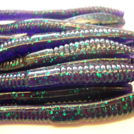 100 pk - 6" Finesse Worms - Junebug - SALT & SCENT - Lot Bass Lures - Quality