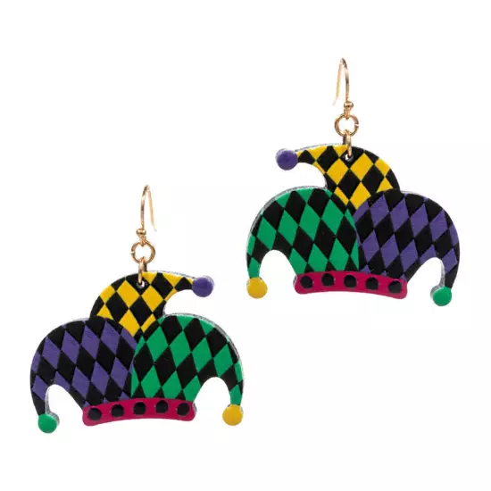 Mardi Gras Jester Pierrot Hat Dangle Earrings