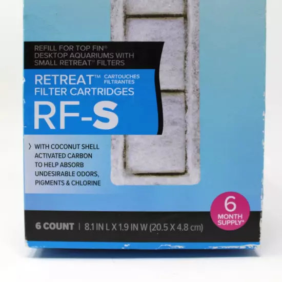 NEW/NIP Top Fin RF-S Retreat Filter Cartridges 6 Count/6-Month Supply 8.1"x1.9"