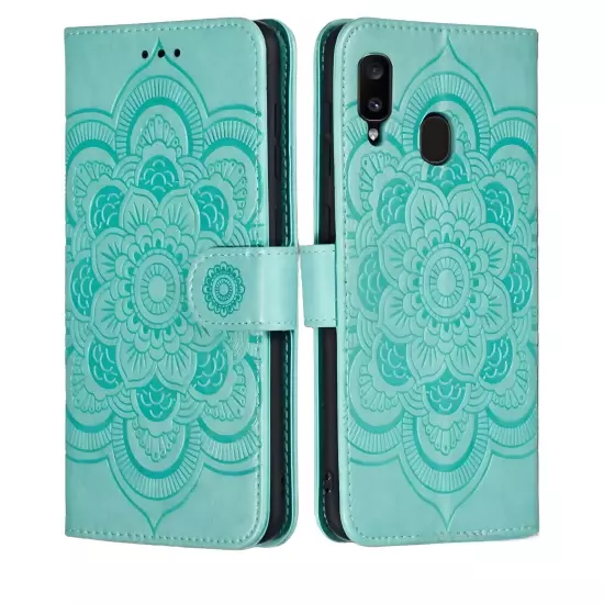 FOR SAMSUNG GALAXY A20 A30 - WALLET CELL PHONE CASE GALAXY - FLOWER EMBOSSED