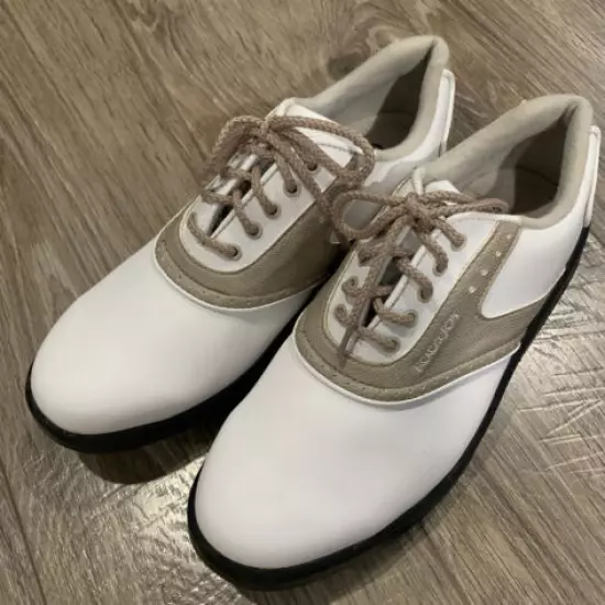 FOOTJOY GreenJoys White w/Thin Tan Saddle Golf Shoes Women's 7 48401