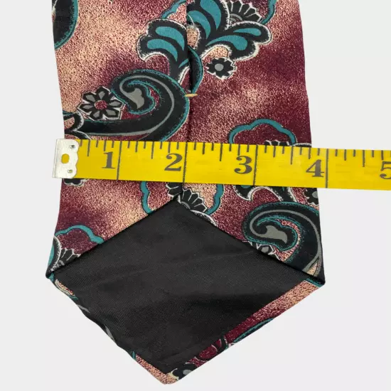 Ketch Red Turquoise Teal Floral Paisley Art Print Necktie Tie 4" x 57"