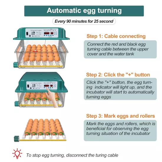 Automatic Egg Turning Humidity Monitoring Incubator Chicken Duck Quail Eggs 36