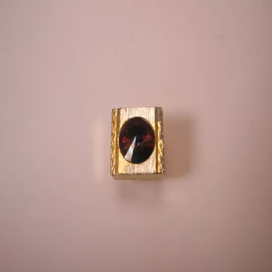 Pink Rivoli Glass Rhinestone & Gold Tone Quality Vintage Tie Tack Lapel Pin q59