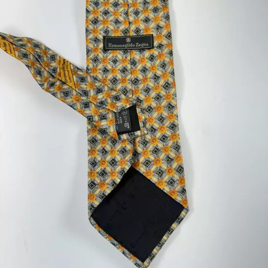 Ermenegildo Zegna Neck Tie Men Blue Yellow Floral Silk Made in Italy