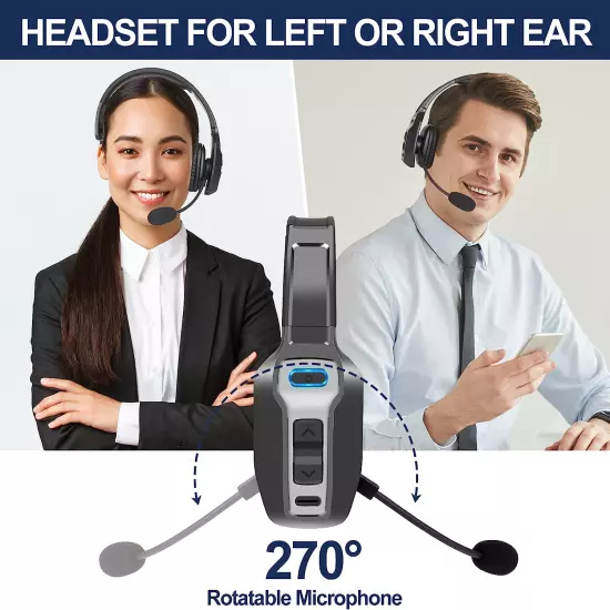 Trucker Wireless Bluetooth 5.2 Headset With Noise Cancelling Mic For Phones PC