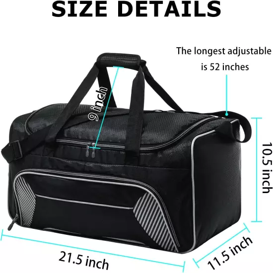 Mens Gym Bag 21 Inch Large Overnight Weekender Duffle Bag for Travel Sport-Black