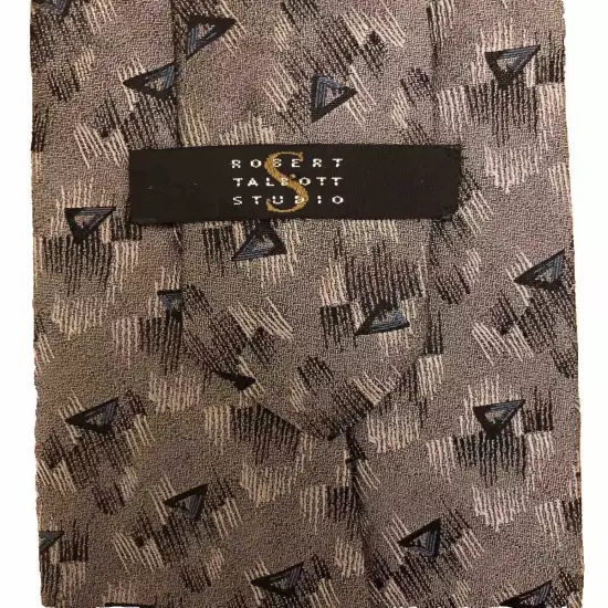 Robert Talbott Silk Tie, Studio Gray & Blue Geometric Design 