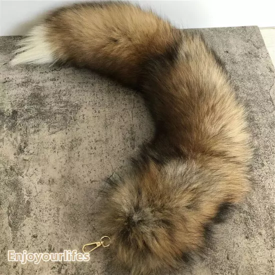 70cm/27.5" Long Real Fox Fur Tail Keychain Adult Games Furry Cosplay Toy Pendant