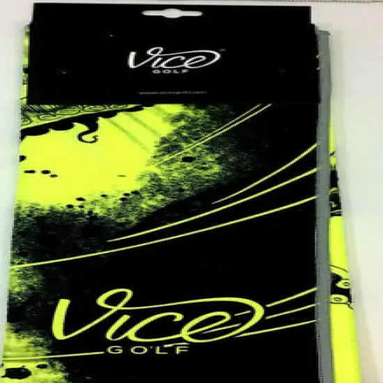 Vice Shine Golf Bag Towel Neon Lime or Black Durable Waffle Microfiber New Sport