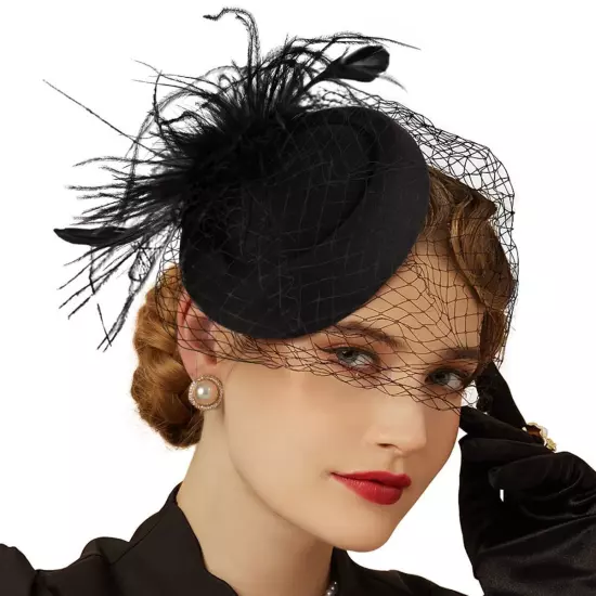 Women Fascinators Hat Wedding Cocktail Tea Party Headwear Mesh Veil Hair Clip