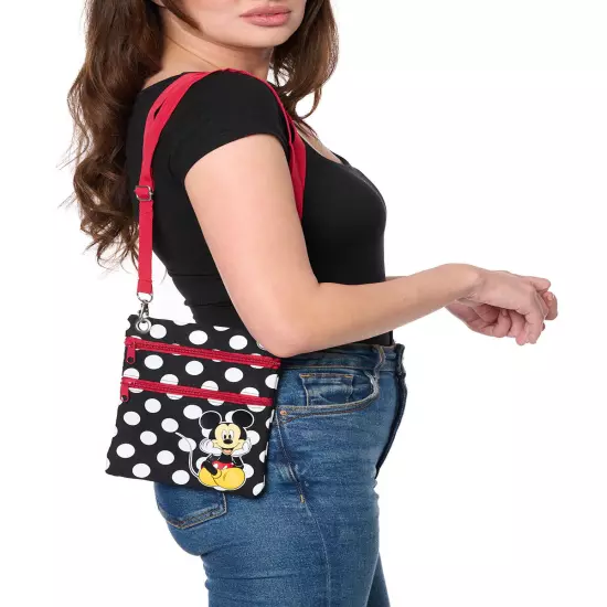 Disney Mickey Mouse Passport Bag Crossbody Purse Travel Black White