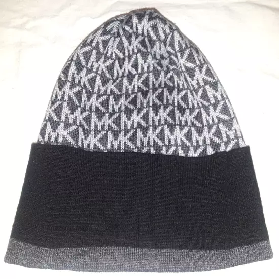 Michael Kors gray & black knit beanie womens one-size