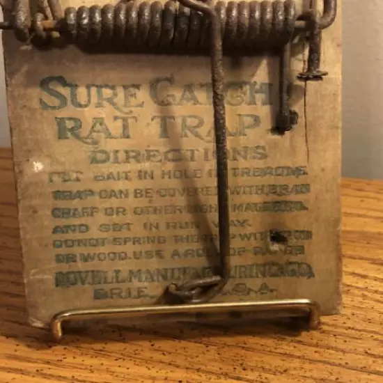 ANTIQUE “SURE CATCH” RAT TRAP 7” LOVELL MANUFACTURING ERIE PENNSYLVANIA RARE