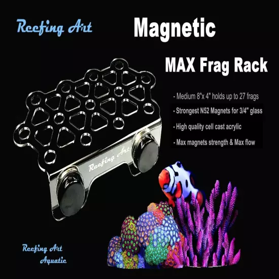 Reefing Art Magnetic Coral Frag Rack Strong Magnets Holds Up to 41 Plugs