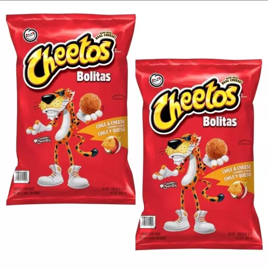 (2 Bags) Cheetos Bolitas Cheese Balls, Chili and Cheese - Mexican Flavors 7 oz.