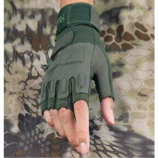 Fingerless Camo Camouflage Tactical Combat Army Military Shooting Gloves Grip 