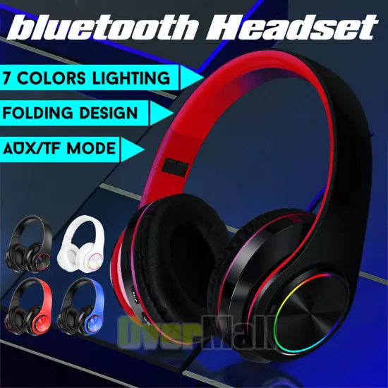 BT Wireless 3.5mm Gaming Headset LED Headphones Stereo Surround For PC Xbox ONE