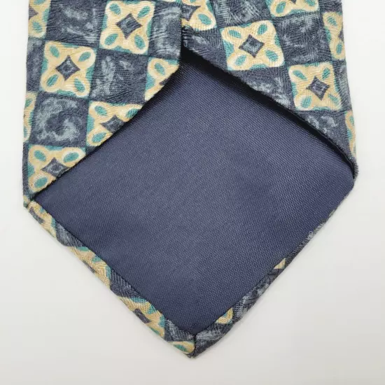 GAP Old Fashioned Style Pattern Geometric Blue Light Gold Silk Business Necktie