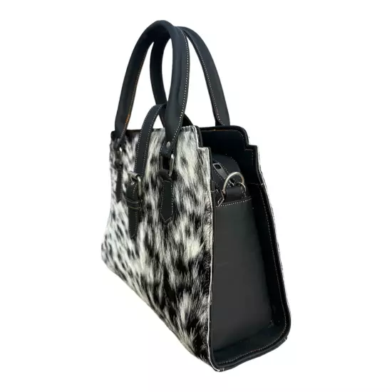 Natural Cow hair on leather ladies bag | Natural Black & White Ladies Hand Bag -