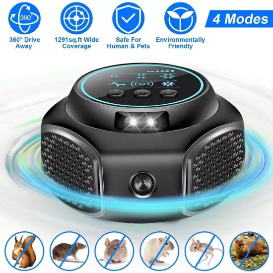 New upgraded Super Strong Ultrasonic Auto Detect Pest Rodent Mouse Repellent~