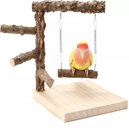 Bird Perch Stand Tabletop,Natural Pricklyash Wood Parrot Playground,Bird Active 