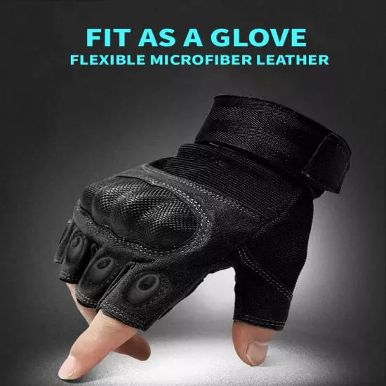 Fingerless Tactical Gloves for Men, Shooting Gloves Hard Shell Knuckle Protec...