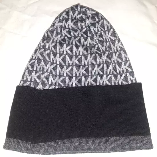 Michael Kors gray & black knit beanie womens one-size