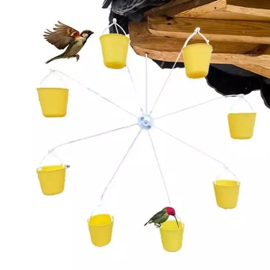  Wheel Bird Feeder Pet Bird Foraging Toys 8 Feeding Buckets with Food9845